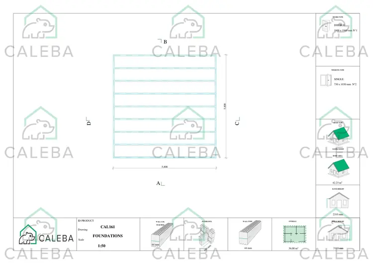 Casa di legno MATILDE 36 m², piano fondazione