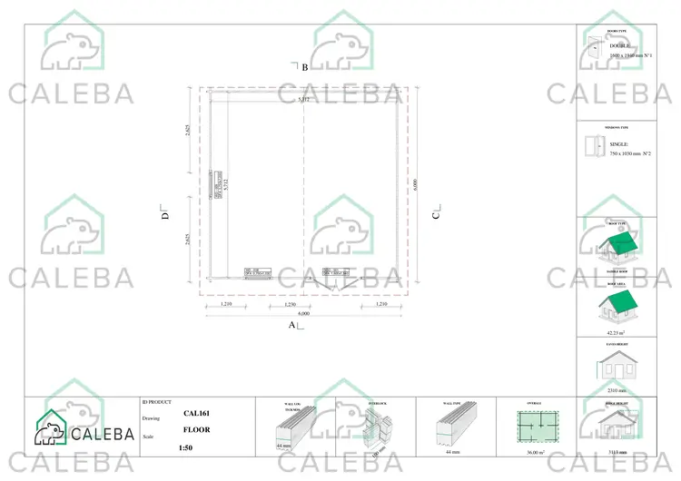 Casa di legno MATILDE 36 m², planimetria