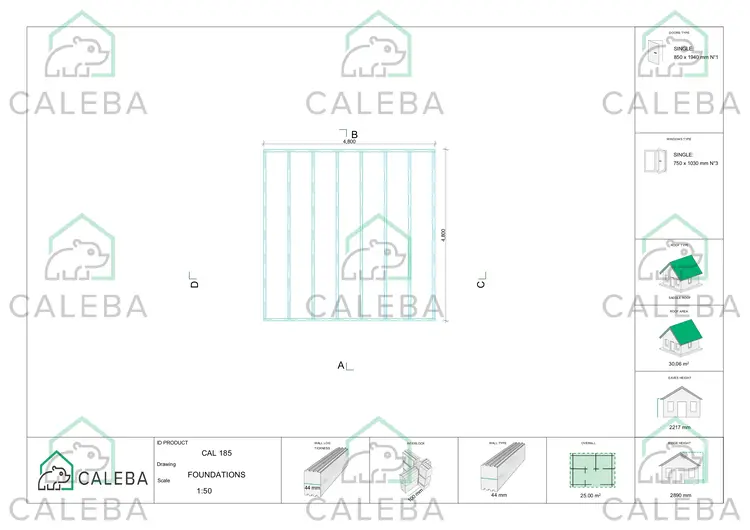 Casetta in legno CHIARA 25 m², piano fondazione