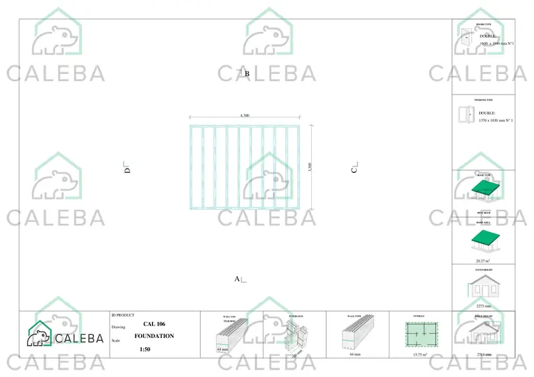Casetta da giardino SIBILLA 15.75 m², piano fondazione