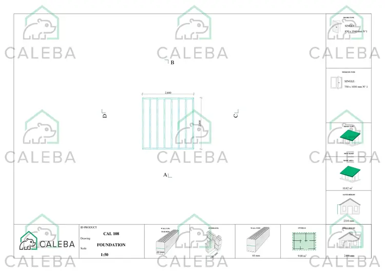 Casa in legno da giardino SOLA 9 m², piano fondazione