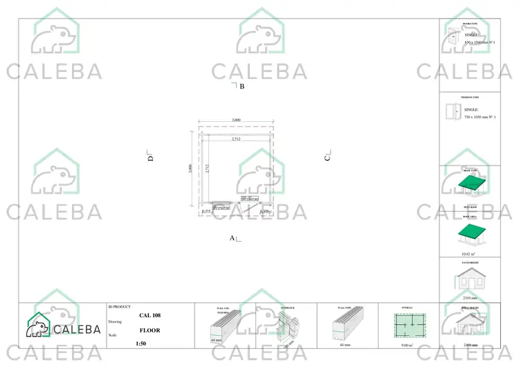 Casa in legno da giardino SOLA 9 m², planimetria