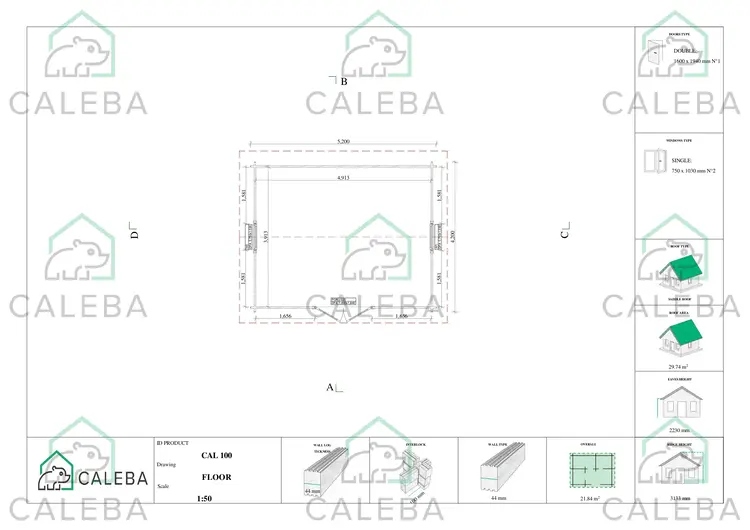 Casetta da giardino CLARA 22 m², planimetria