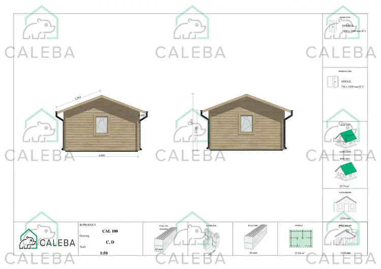 Casetta da giardino CLARA 22 m², lati C/D