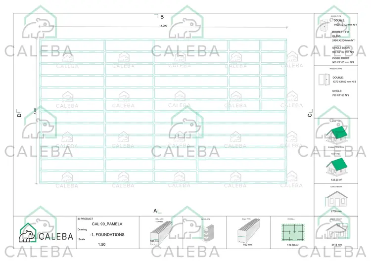 Casa abitabile con incastro a coda di rondine PAMELA, piano fondazione