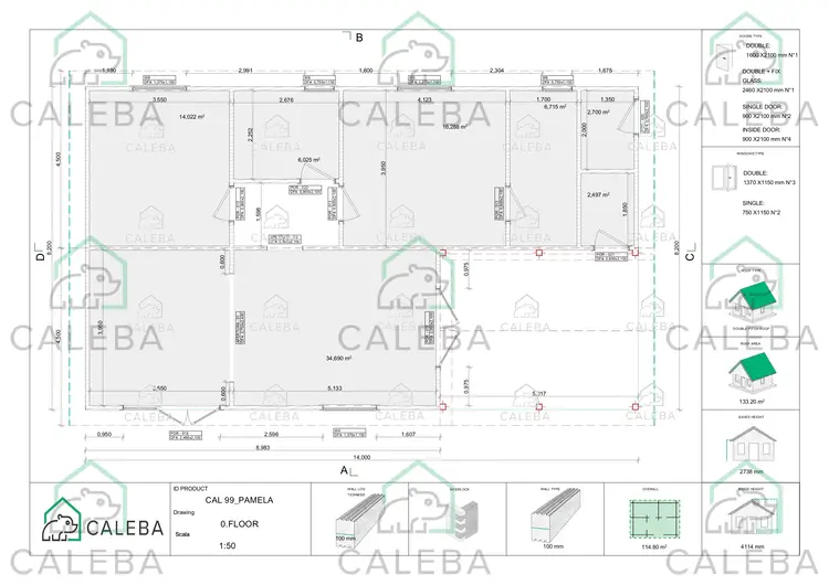 Casa abitabile con incastro a coda di rondine PAMELA, planimetria