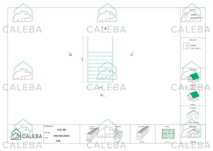 Casetta in legno AURORA con legnaia 12.73 m², piano fondazione