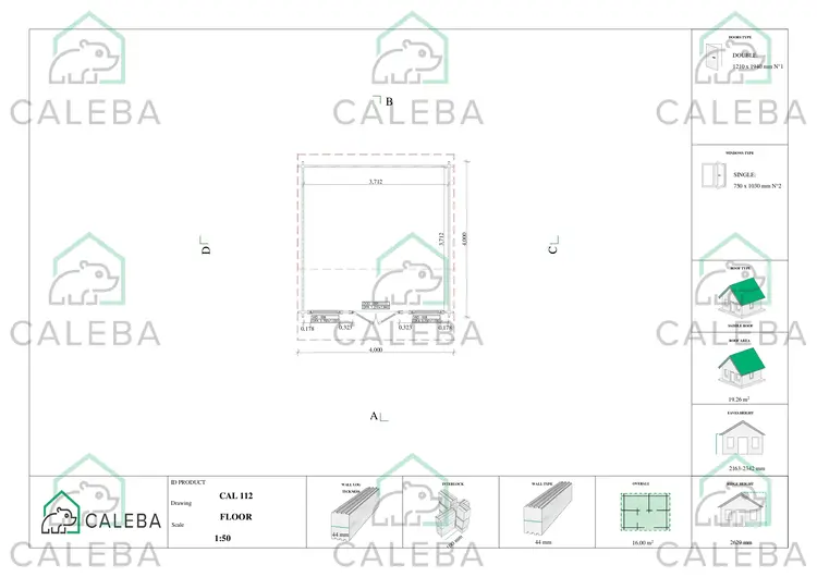 Casetta in legno AZZURRA 16 m², planimetria