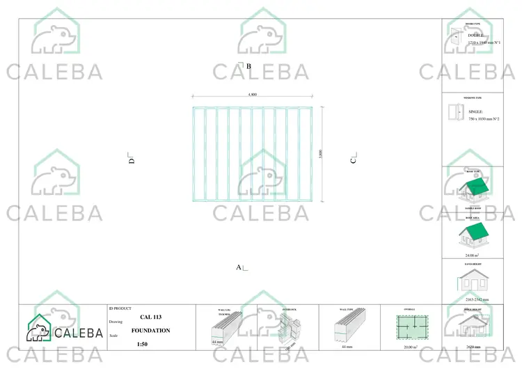 Casetta da giardino AZZURRA 20 m², piano fondazione