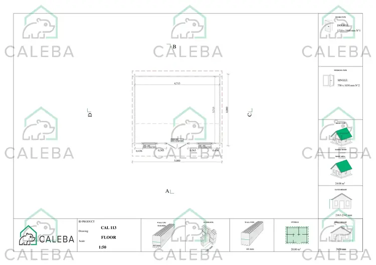 Casetta da giardino AZZURRA 20 m², planimetria