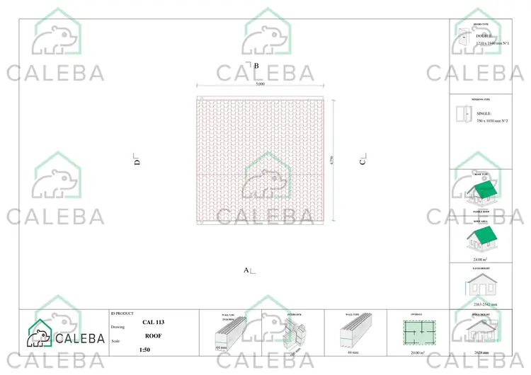 Casetta da giardino AZZURRA 20 m², pianta copertura