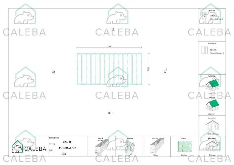 Casa in legno da giardino AZZURRA 18 m², piano fondazione