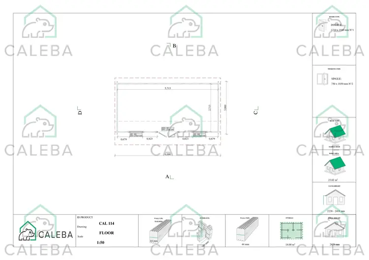 Casa in legno da giardino AZZURRA 18 m², planimetria