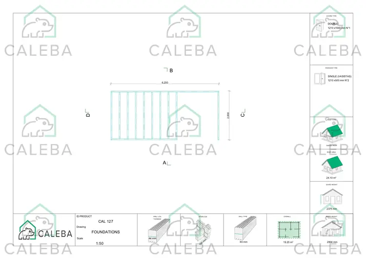 Casa in legno da giardino con legnaia FRIDA 19.20 m², piano fondazione