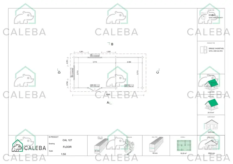 Casa in legno da giardino con legnaia FRIDA 19.20 m², planimetria