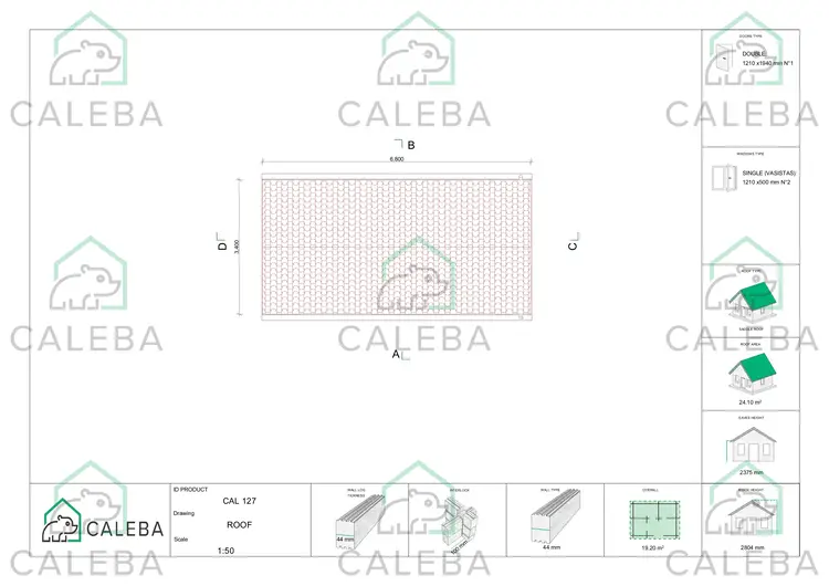 Casa in legno da giardino con legnaia FRIDA 19.20 m², pianta copertura