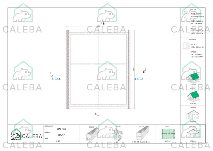 Casa coibentata in legno con mezzanino MAGGIE, pianta copertura