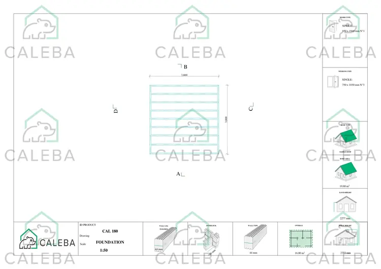 Casa in legno da giardino CHIARA 16 m², piano fondazione