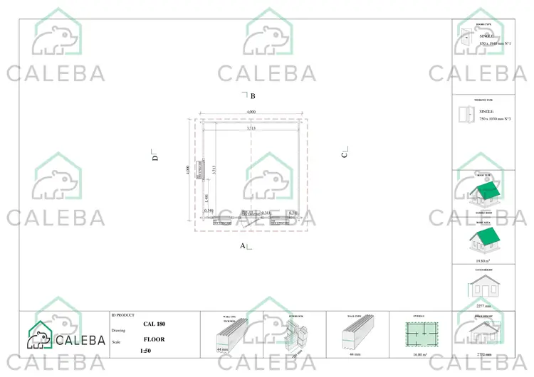 Casa in legno da giardino CHIARA 16 m², planimetria