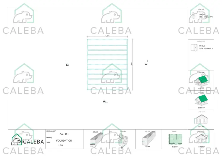Casetta in legno CHIARA 20 m², piano fondazione