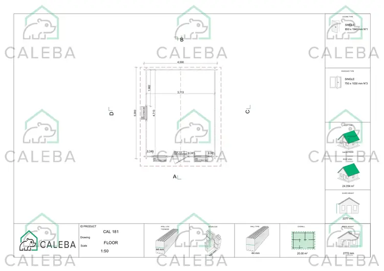 Casetta in legno CHIARA 20 m², planimetria