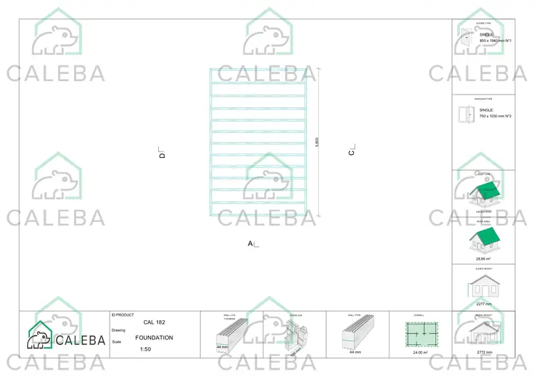 Casetta da giardino CHIARA 24 m², piano fondazione