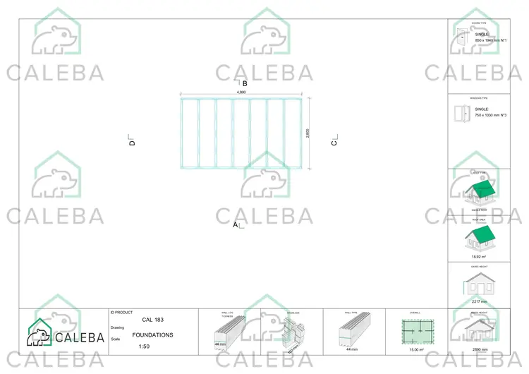 Casetta da giardino CHIARA 15 m², piano fondazione