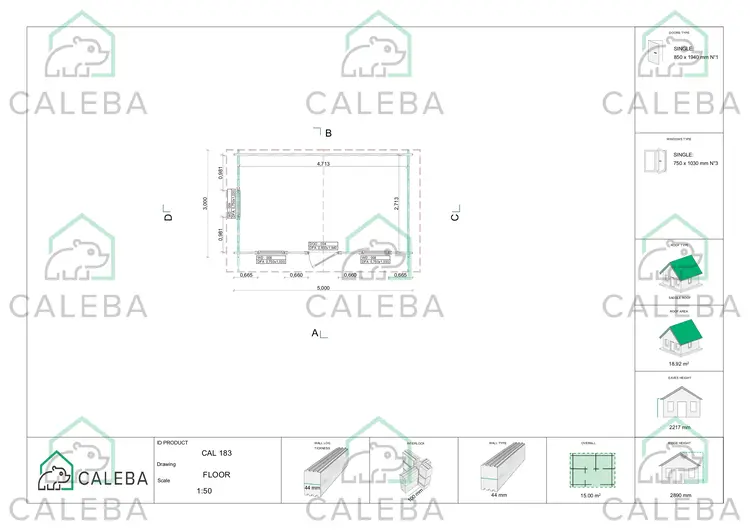 Casetta da giardino CHIARA 15 m², planimetria