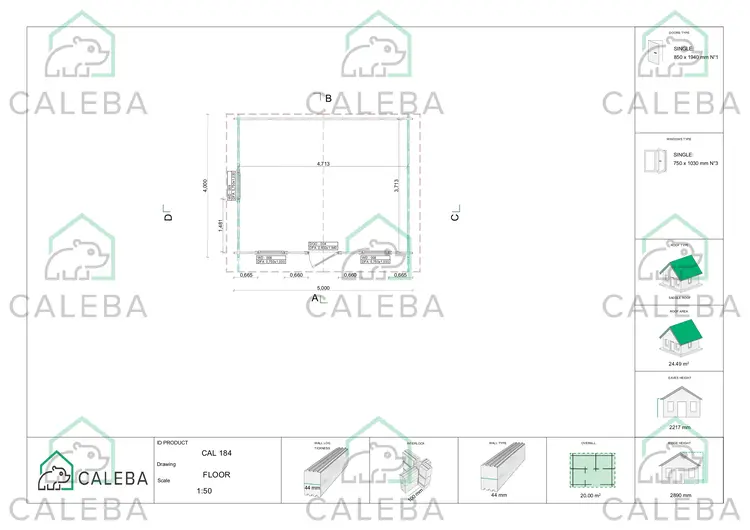 Casa in legno da giardino CHIARA 20 m², planimetria