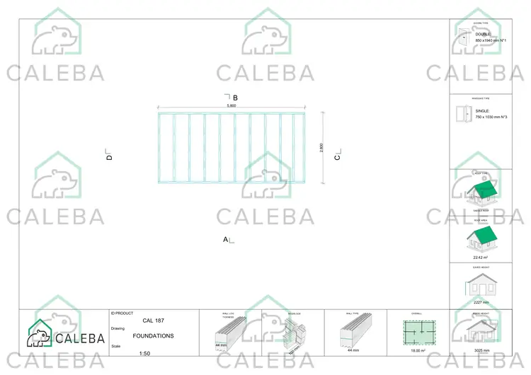 Casa in legno da giardino CHIARA 18 m², piano fondazione