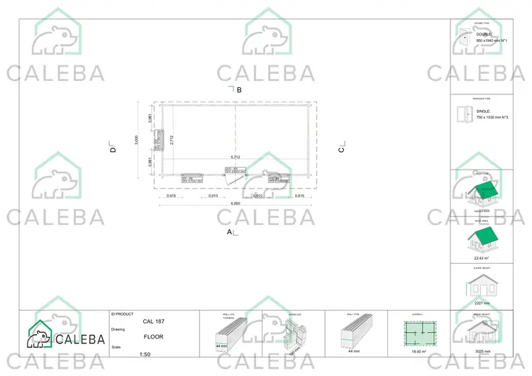 Casa in legno da giardino CHIARA 18 m², planimetria
