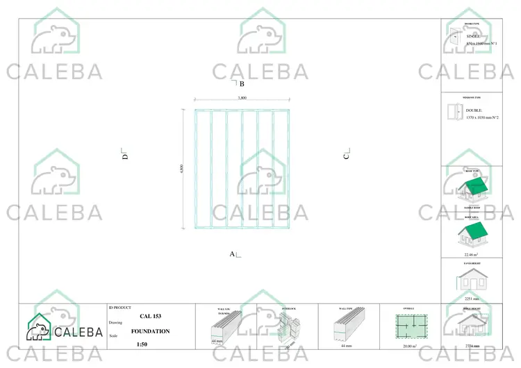 Casetta da giardino ANNA 20 m², piano fondazione