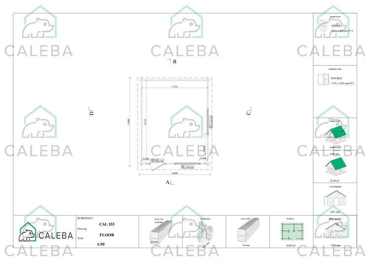 Casetta da giardino ANNA 20 m², planimetria