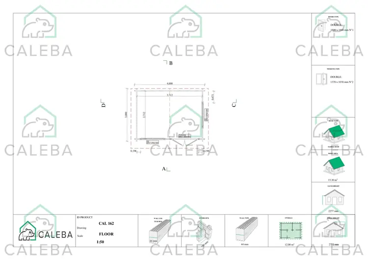 Casetta in legno LELLA 12 m², planimetria
