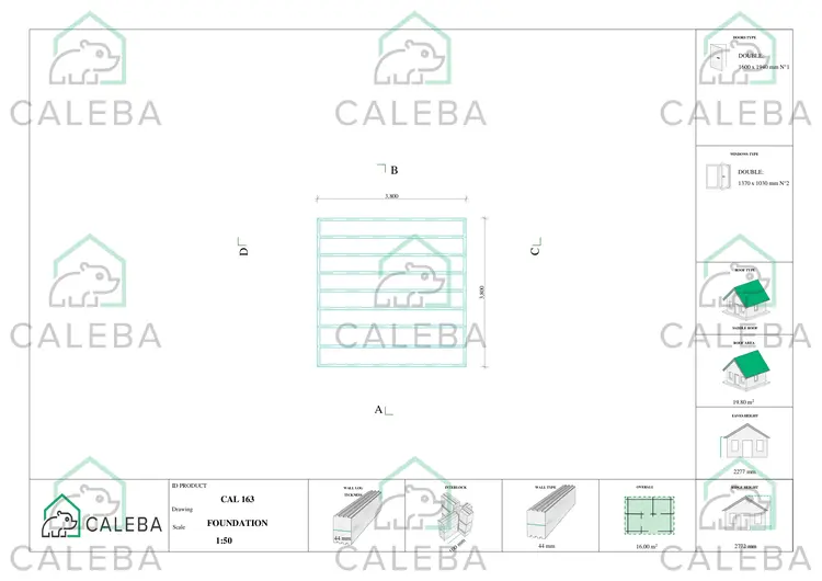 Casa in legno da giardino LELLA 16 m², piano fondazione