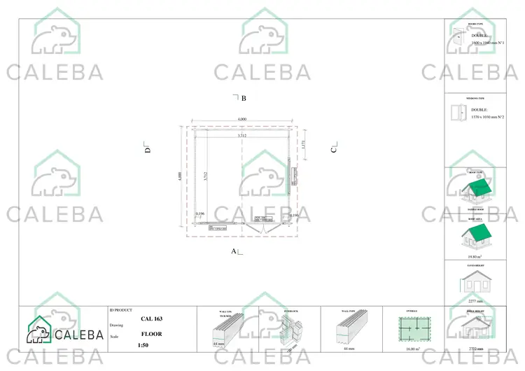 Casa in legno da giardino LELLA 16 m², planimetria
