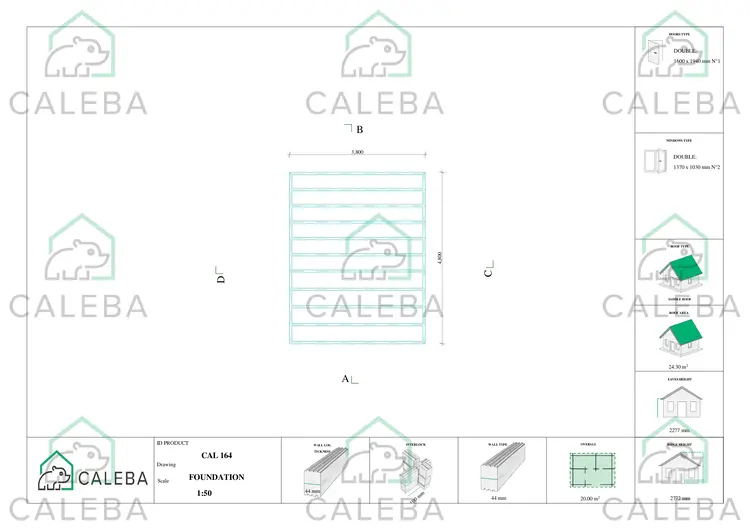 Casetta in legno LELLA 20 m², piano fondazione