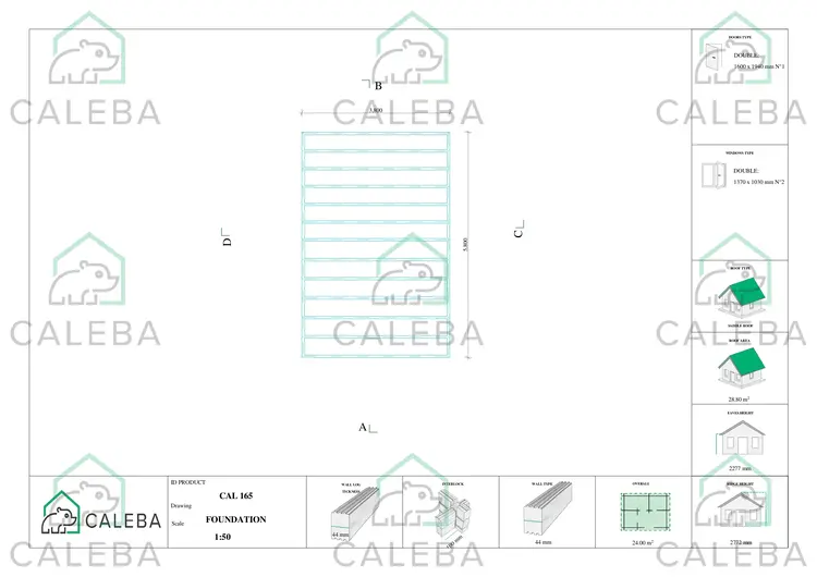 Casetta in legno 24 m² LELLA, piano fondazione