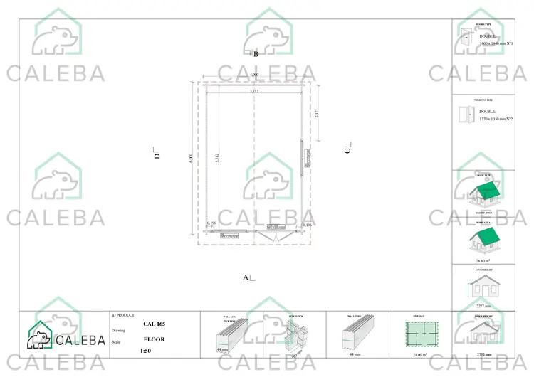 Casetta in legno 24 m² LELLA, planimetria