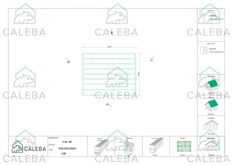 Casa in legno da giardino LELLA 20 m², piano fondazione