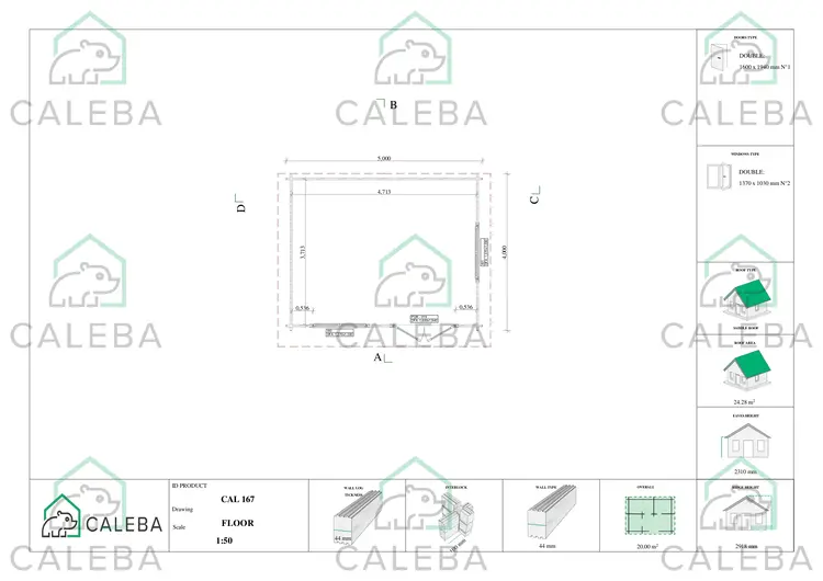Casa in legno da giardino LELLA 20 m², planimetria