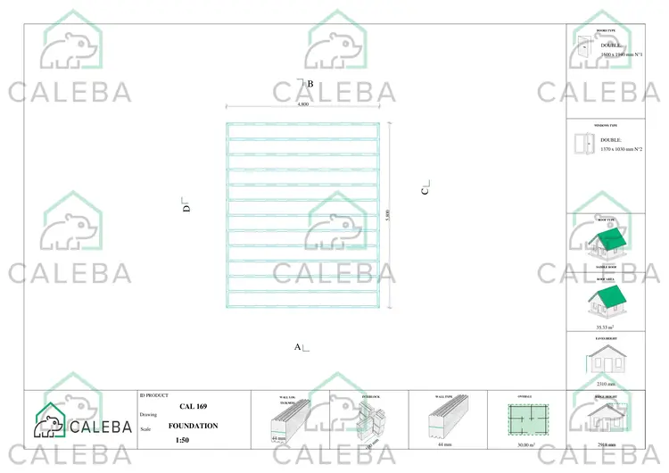 Casetta da giardino LELLA 30 m², piano fondazione
