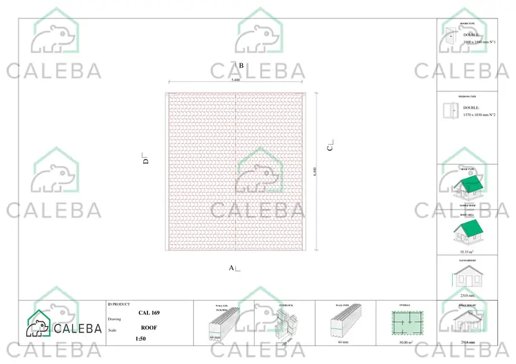 Casetta da giardino LELLA 30 m², pianta copertura