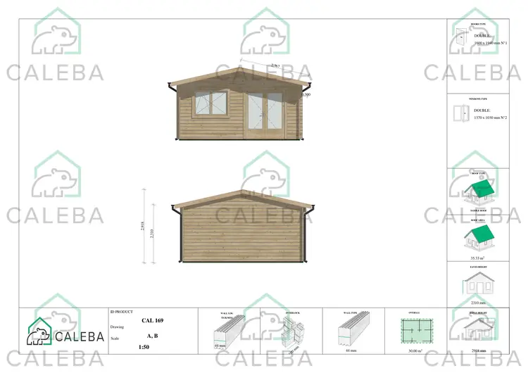 Casetta da giardino LELLA 30 m², lati A/B/