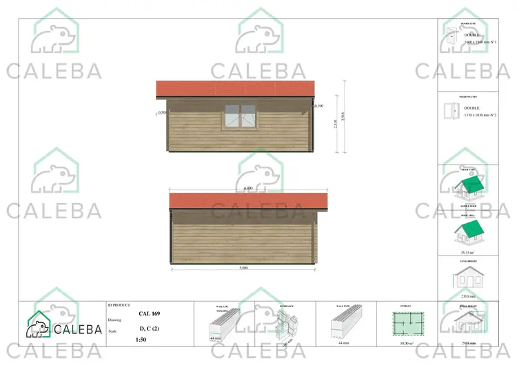 Casetta da giardino LELLA 30 m², lati C/D