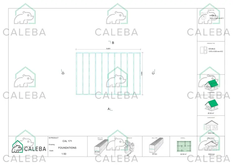 Casetta in legno LELLA 24 m², piano fondazione