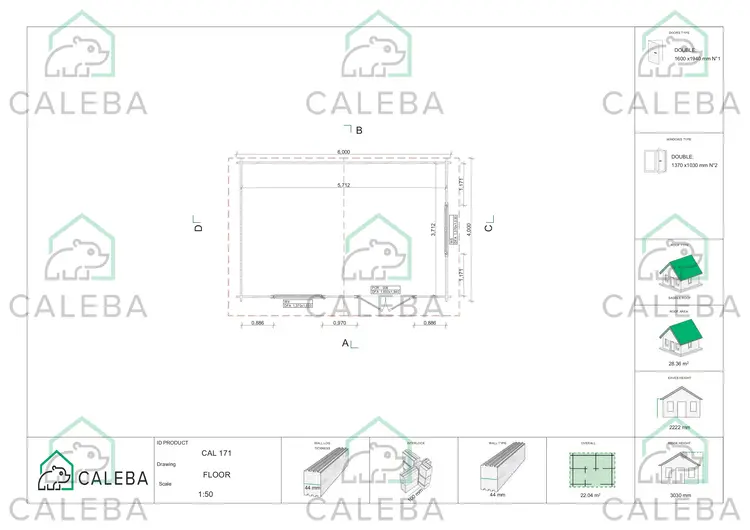 Casetta in legno LELLA 24 m², planimetria
