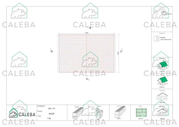 Casetta in legno LELLA 24 m², pianta copertura