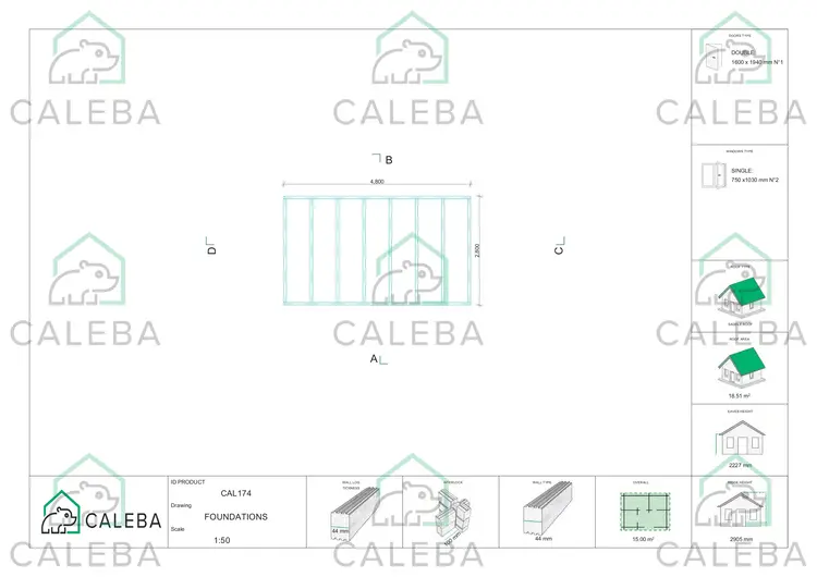 Casa in legno da giardino EMILY 15 m², piano fondazione