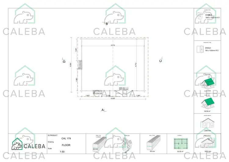 Casetta in legno EMILY 30 m², planimetria